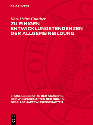 cover image of Zu einigen Entwicklungstendenzen der Allgemeinbildung